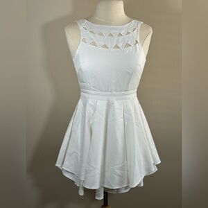 Lulus open back cut out detail white mini dress